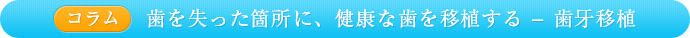歯を失った箇所に、健康な歯を移植する − 歯牙移植