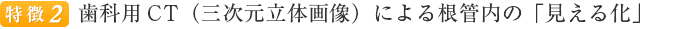 特徴２ 歯科用CT（三次元立体画像）による根管内の「見える化」